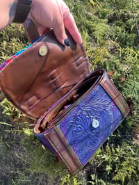 Image 4 of Blue Embroidered Leather Bag