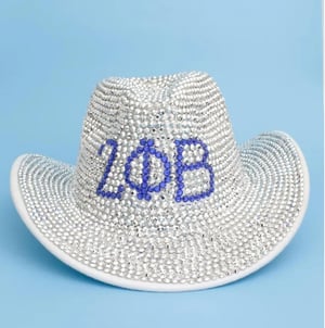 Image of Sorority Silver Blue Rhinestone Fedora Hat