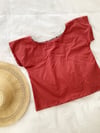 Ready made Orange/Pink Vintage Fabric Cropped T Top Size 8 with Free Postage
