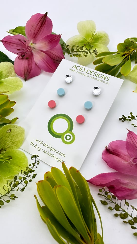 Image of Set Circle Xs -Stříbrná zrcadlová - baby blue - lososová