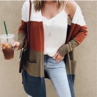 Image 2 of MADEWELL color block open sweater duster cardigan 