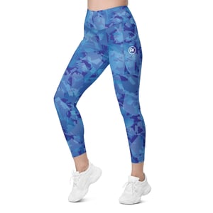 Image of Pocketed, High Waist AK Pattern Leggings - Sky Blue
