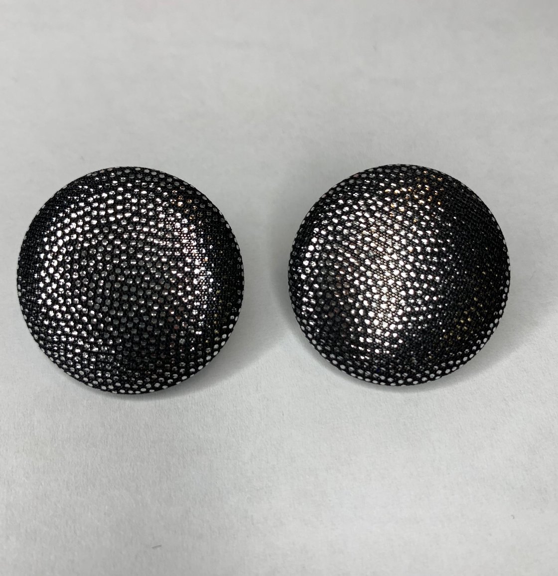 Image of “ Black and Silver Mystique” Button Earrings 