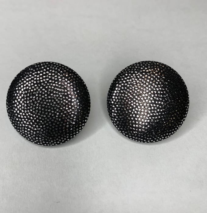 Image of “ Black and Silver Mystique” Button Earrings 