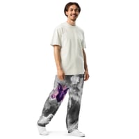 Image 1 of Unisex Black Watercolor Purple Baphomet Goat Wide-leg joggers