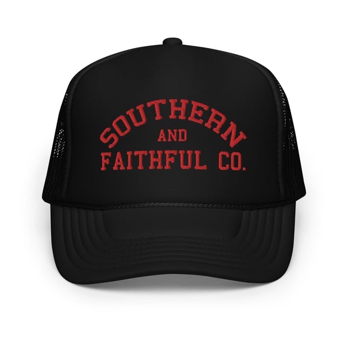 Image of Southern and Faithful Trucker- Black and Red