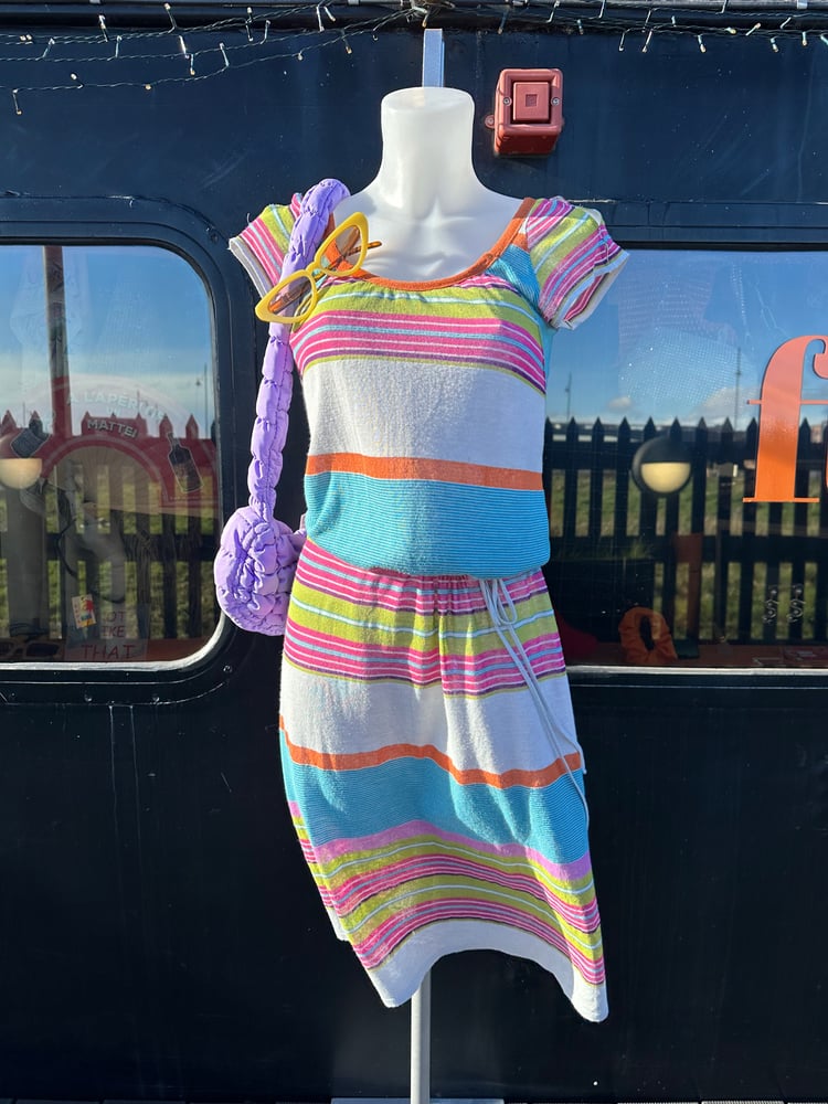 Image of 90'S KNITTED STRIPE DRESS S/M