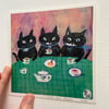 Small square art print -tea party (pink background) 