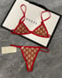 White , Brown & Red GG Thong / Chain Set  Image 2