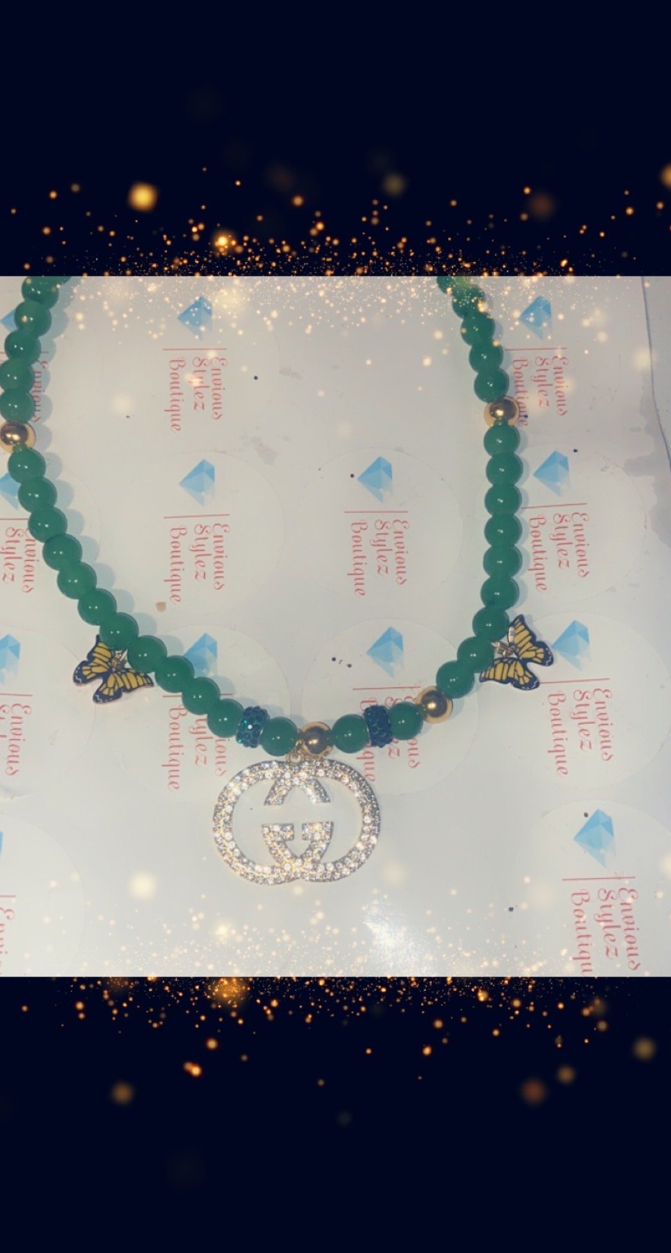 Image of Gucci designer inspired beaded necklace