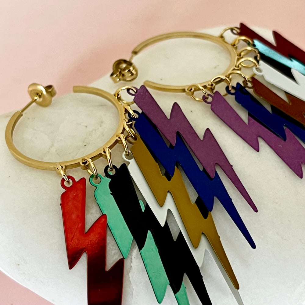 Image of Big Lightning Bolt Half Hoops - One of a Kind