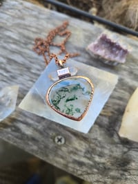 Image 4 of Electroformed Moss Agate and Herkimer Diamond necklace