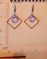 Image 4 of Hues of Purple and White- Abstract Art Statement Earrings