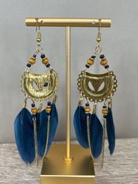 Image 2 of Teal feather earrings 