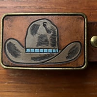 Image 2 of COWBOY HAT BUCKLE-TURQUOISE 