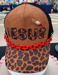 Jesus Leopard Print Hand-Burned Trucker Hat