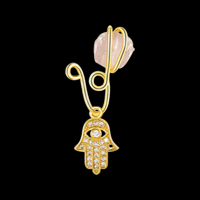 Image 1 of Natural Stone Hamsa Hand Nose Cuff Ring With Charm