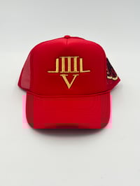 Image 1 of LVL3 NYC Red & Gold Trucker Hat  