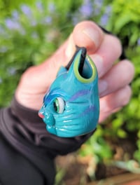 Image 3 of Aqua Green Kitty Face Pendant
