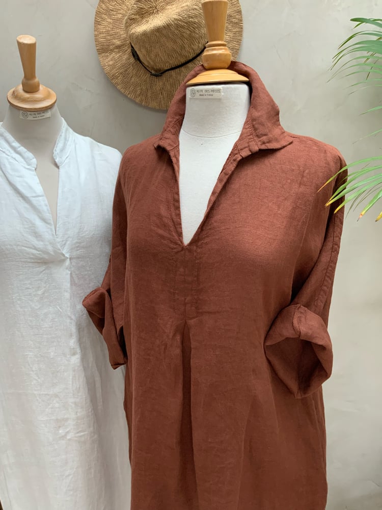 Image of Robe en lin Chloé Chocolat