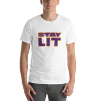 Image 3 of STAY LIT PURPLE/GOLD Short-Sleeve Unisex T-Shirt