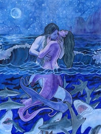 Image 1 of Feeding Frenzy Original Watercolor Painting 