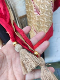 Image 4 of Stevie sari top with tassle- beige and red 