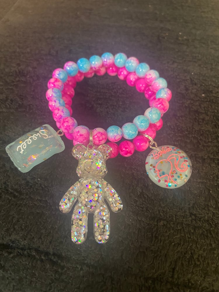 Image of Teddy bear/Barbie/sweet stackable beaded bracelet 