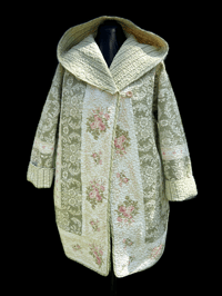 Image 1 of Large Sage & Pink Floral Blanket Coat