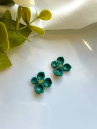 Clover Green Flower Studs  