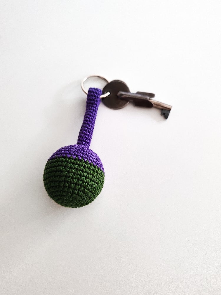 Image of Crochet Keychain in purple and green