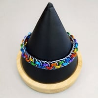 Image 1 of Rainbow + Gunmetal Viper Basket Bracelet