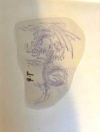 Image 1 of Dragon By Rollo Vintage Acetate DRAGON Tattoo Design Stencil