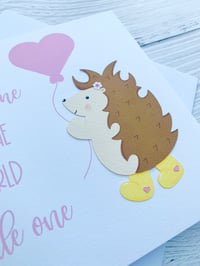 Image 3 of Cute Hedgehog New Baby Handmade Card - Adorable Card for Welcoming a Newborn