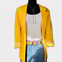 Image 2 of Vintage 1960s-70s Yellow Flax Blend Blazer  - Size 9/10- By Forecaster or Boston