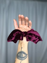 Image 3 of Maroon Velvet  Bat Wing Scrunchie 