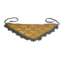 Image 1 of green n yellow doily lookin bandana