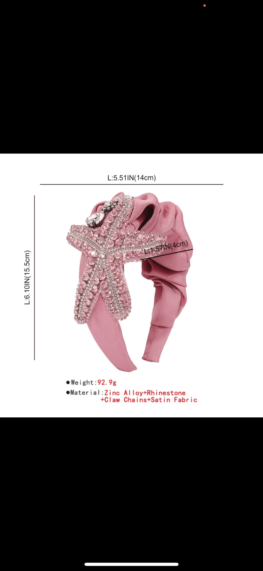 Image of Starfish Headband Hair Accessories Satin with Glass Rhinestone Hairband