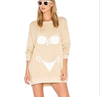 Image 1 of WILDFOX bikini bod beige swimsuit print sweatshirt