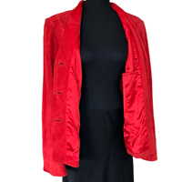 Image 2 of Red Suede Button Front Collared Jacket Size L by Colleizone Juliana