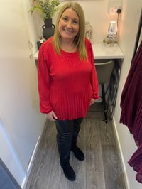 Image 1 of GLITTER PLEATED LONG SLEEVE BLOUSE