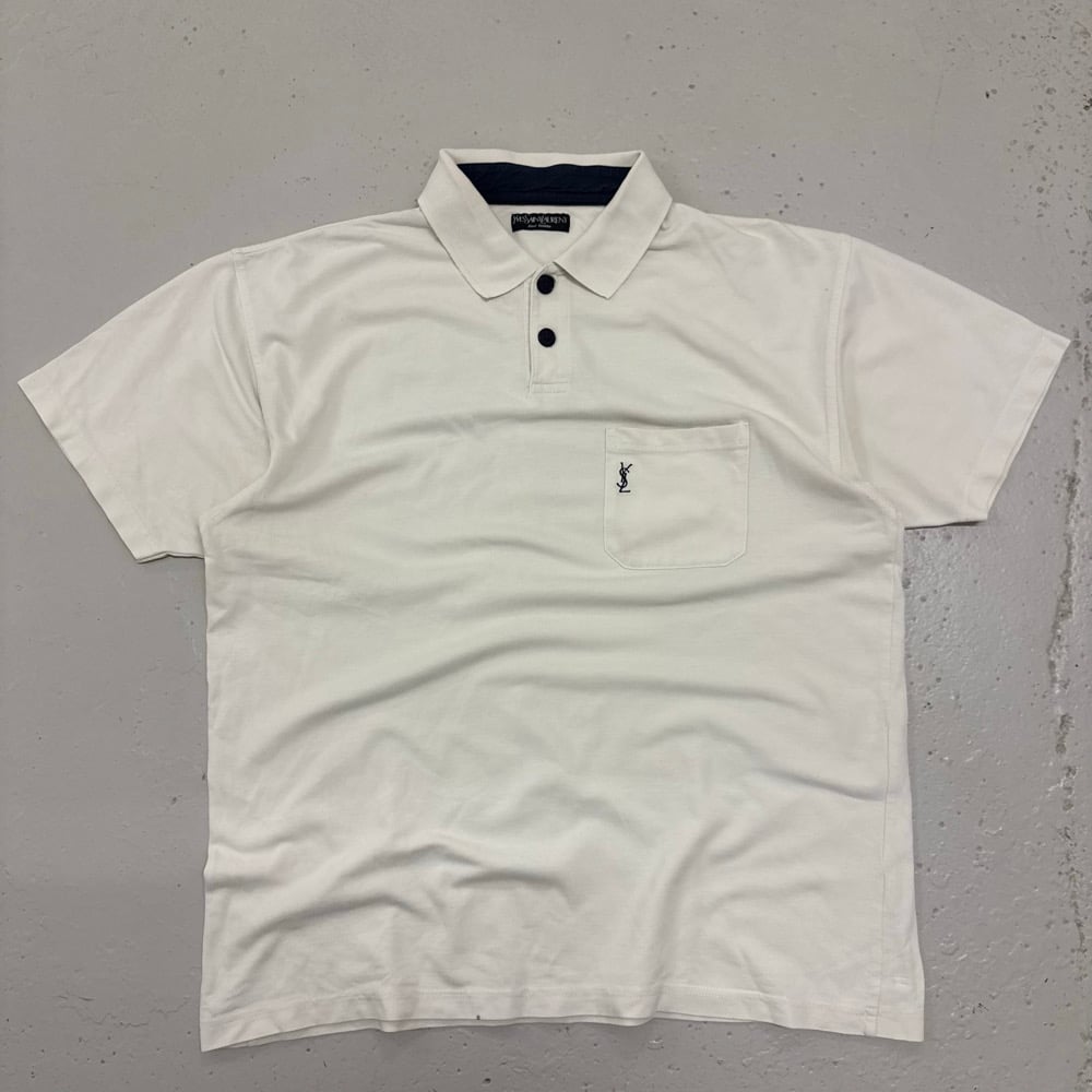 Image of 2000s YSL Ribbed Polo Shirt, Size Large