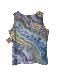 Image 2 of ♻️ UPCYCLED XXL Stretch Knit V-neck Tank in Earthy Geode Ice Dye