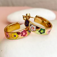 Image 3 of Bright Multi Flower Hoops