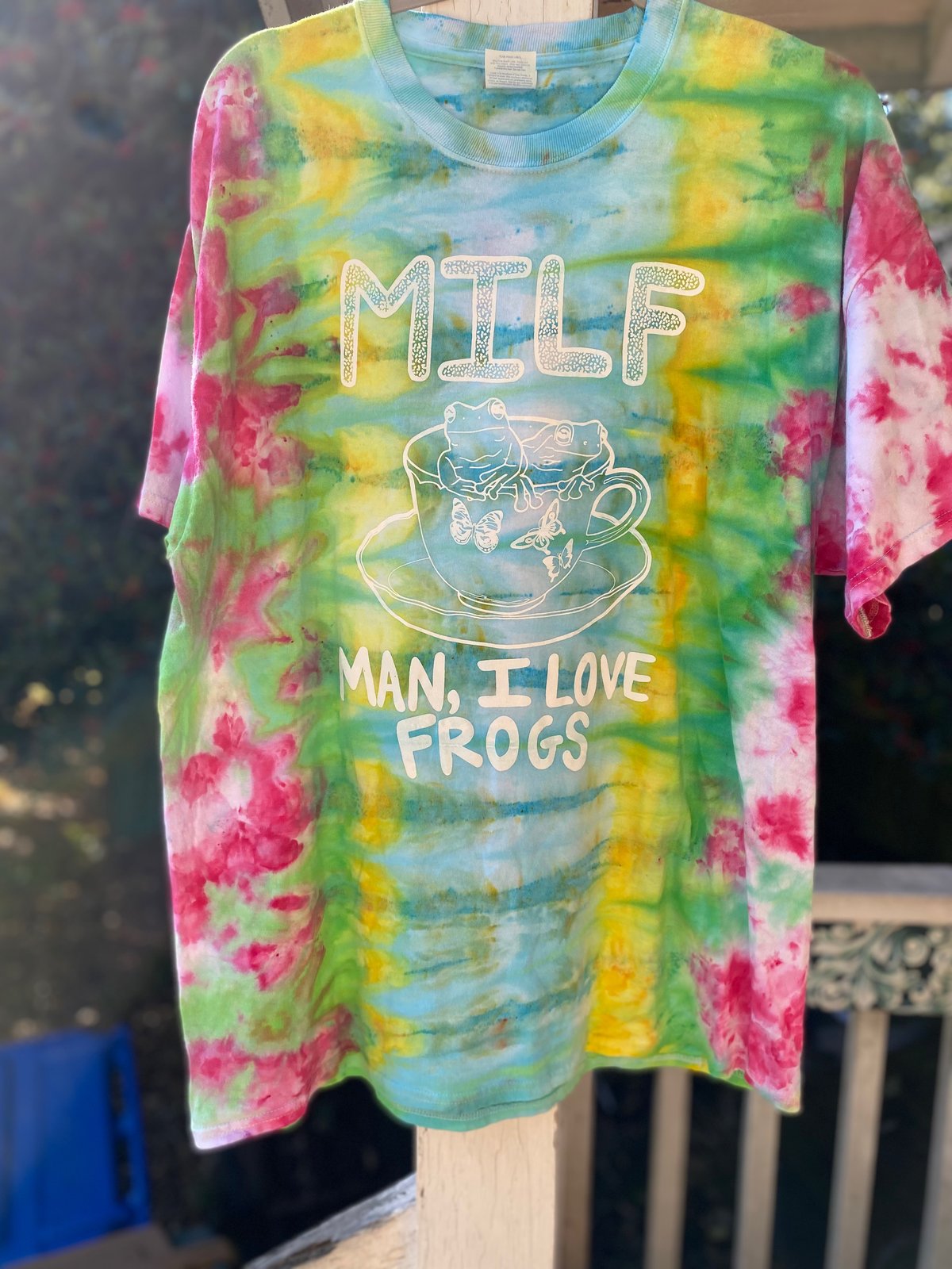 Image of XL MILF Man I Love Frogs Tie Dye Shirt 1