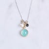 Aqua Chalcedony, London Blue Topaz and Freshwater Pearl Sterling Silver Necklace 