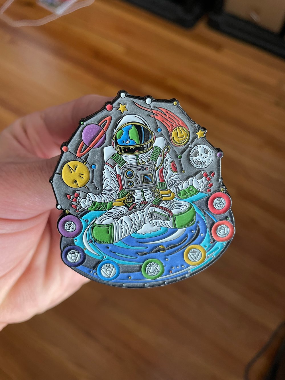 Glow in the Dark Chakra Spaceman pin