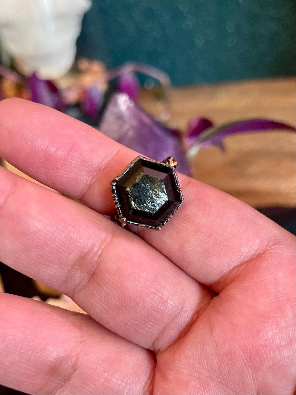 Silver Sheen Obsidian Ring | Size 5.5