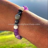 Image 3 of Amethyst, Rose Quartz, Black Onyx, Hematite & Gray Picasso Jasper Bracelet