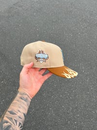 Image 2 of  SKY BLUE BRIM NEUTRAL TONE DODGERS  CUSTOM FITTED CAPS